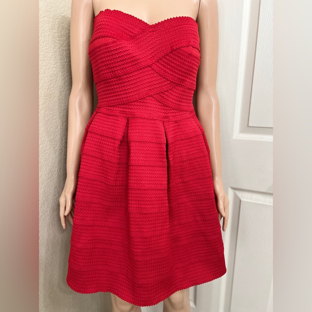 B Darlin Vibrant Red Strapless Dress
